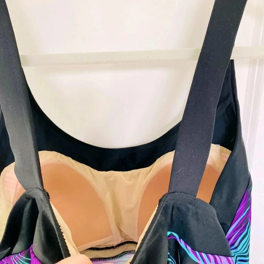 NWT Zeroxposur Plus Size Tankini Swim Top Size 2X 20W Purple Teal Feather - Picture 8 of 11